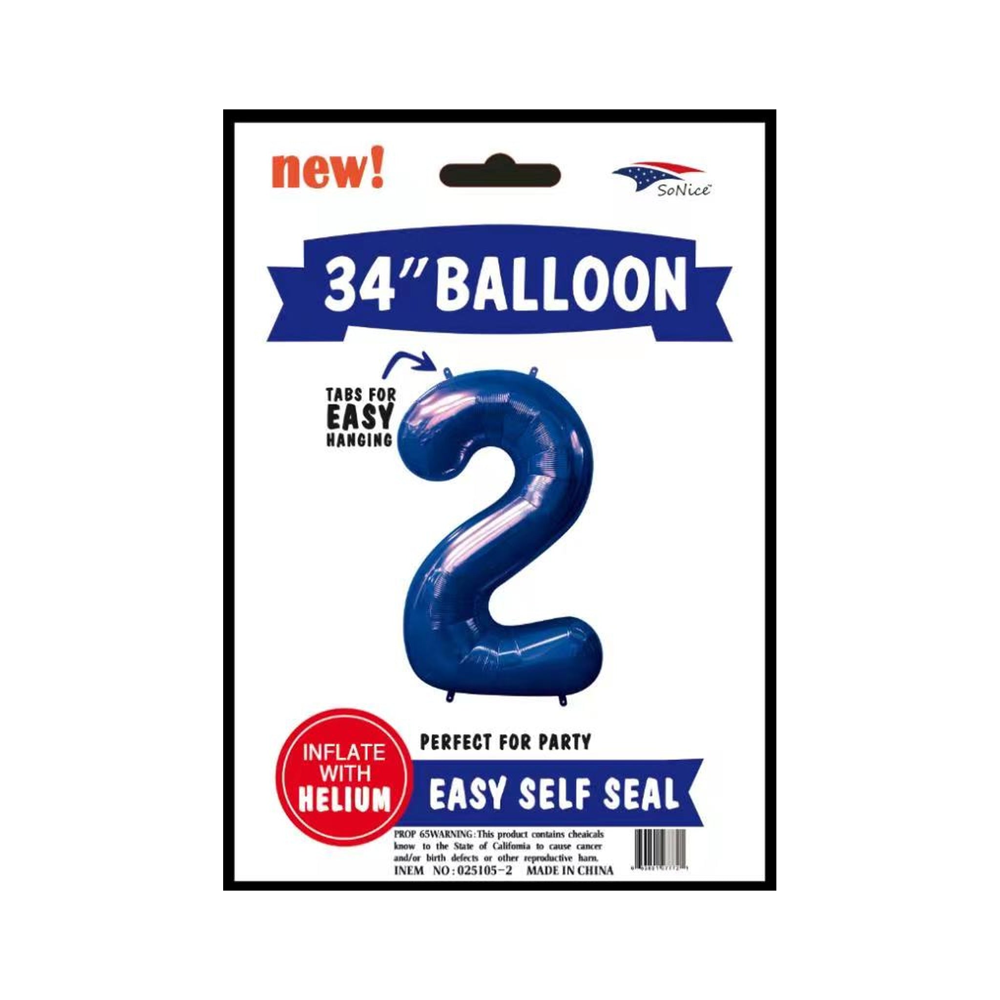 34" Balloon Number 2 Royal Blue